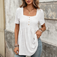 👕 KORLÁTOZOTT IDEIG 30% KEDVEZMÉNY! ✨ Négyzet nyakú babydoll felső – lyukhímzéssel, tunika hosszúságban 🍀