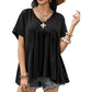 Casual Loose Fit Pleated Flowy T-Shirt