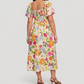 🔥Utolsó nap: 30% kedvezmény!⏰🌸👗 Virágos ruha fodrokkal, négyzet alakú nyakkivágással és zsebekkel🏖️