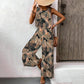 👚 MOST 30%-OS KEDVEZMÉNY! 👖 Női nyomott mintás ujjatlan felső és széles szárú nadrág szett – Laza és légáteresztő – Tökéletes nyári, strand- vagy üdülőruhának – könnyed elegancia 🌸