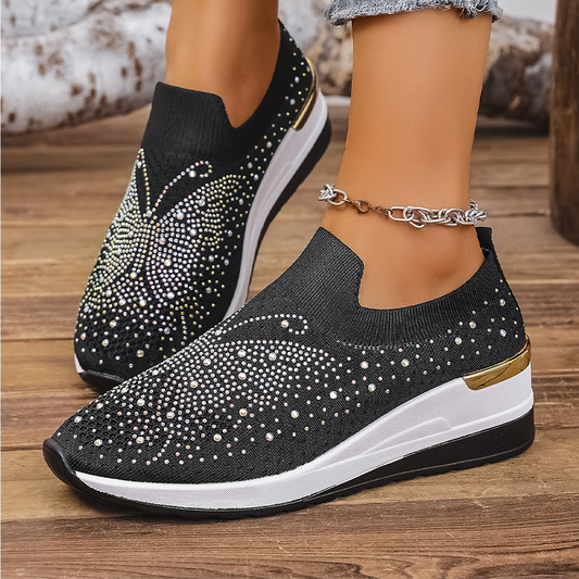 👟Női Strasszos Pillangó Csúszós Sneakerek - Csillogj Minden Lépéssel ✨