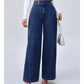 👖 MOST 30%-OS KEDVEZMÉNY! ✨ Magas derekú, széles szárú farmer – Aszimmetrikus részlet, rugalmas derékrész & vintage mosás – Előnyös és könnyedén elegáns 🧵