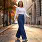 👖 MOST 30%-OS KEDVEZMÉNY! ✨ Magas derekú, széles szárú farmer – Aszimmetrikus részlet, rugalmas derékrész & vintage mosás – Előnyös és könnyedén elegáns 🧵