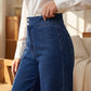 👖 MOST 30%-OS KEDVEZMÉNY! ✨ Magas derekú, széles szárú farmer – Aszimmetrikus részlet, rugalmas derékrész & vintage mosás – Előnyös és könnyedén elegáns 🧵