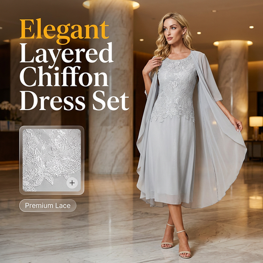 👗 Tökéletes kombináció: Csipkefelső & könnyed sifonréteg – Tiszta elegancia!