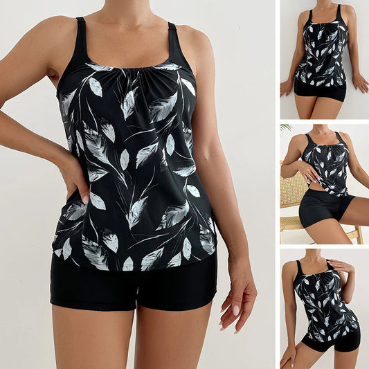 👙 IDŐSZAKOS 30% KEDVEZMÉNY! ✨ Nyomott mintás kétrészes fürdőruha – hasformázó, 4 irányú nyújthatóság, napvédelem 🌊