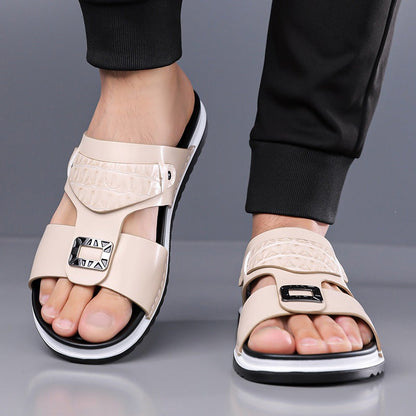 👞 Férfi műbőr belebújós nyári szandál, könnyű viselet egész nap