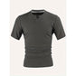 Férfi slim fit V-nyakú rövidujjú ing