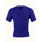Férfi slim fit V-nyakú rövidujjú ing