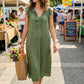 👗 MOST 30%-OS KEDVEZMÉNY! 🌸 Női kényelmes, ujjatlan, V-nyakú fodros ruha – Lenge és könnyű – Tökéletes nyári napokra, strandra vagy villásreggelire – bájos és könnyen viselhető 💃