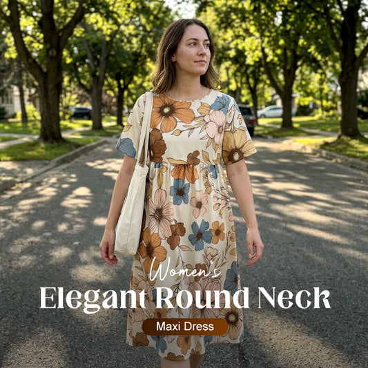 Női elegáns kerek nyakú maxiruha