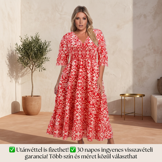 🥳Túlméretezett Stretch hegyes nyakú virágos ruha