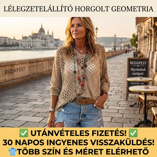 🥰Nyári leárazás – 41% kedvezmény💛Női, bohém stílusú, bézs színű, V-nyakú horgolt felső