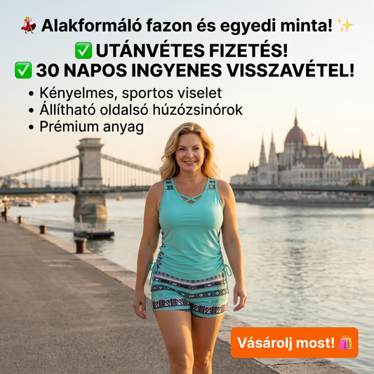 👙S-3XL🏖️Női, mintás, kétrészes tankini fürdőruha