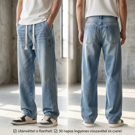 【M-4XL】👖Férfi laza, egyenes fazonú farmernadrág – Kényelmes és kényelmes